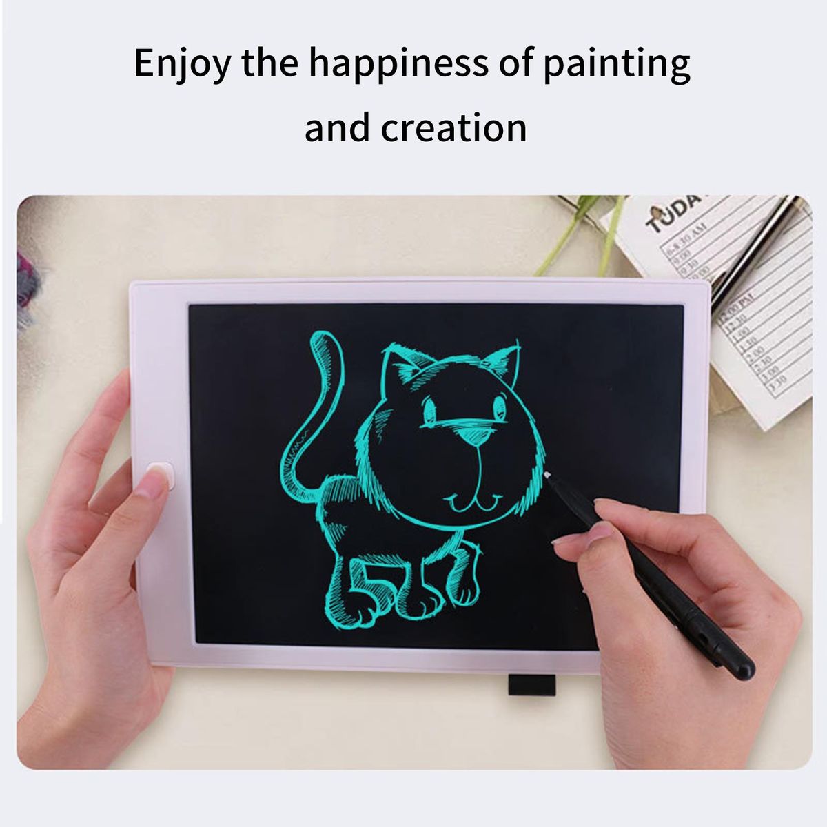 10 Inch LCD Writing Tablet Monochrome Screen Handwriting Memo Pad with Stylus   Drawing Writing Taking Notes Leaving Messages Eye-friendly for Toddlers Boys Girls   & Adults White