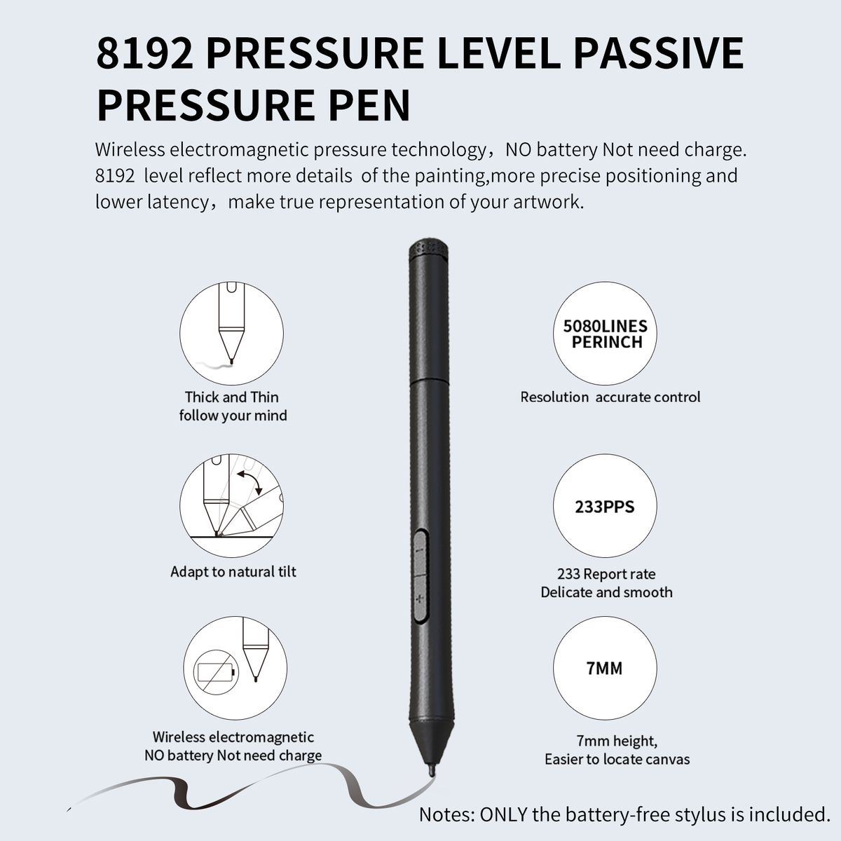 Battery-free Stylus Pen 8192 Pressure Levels
