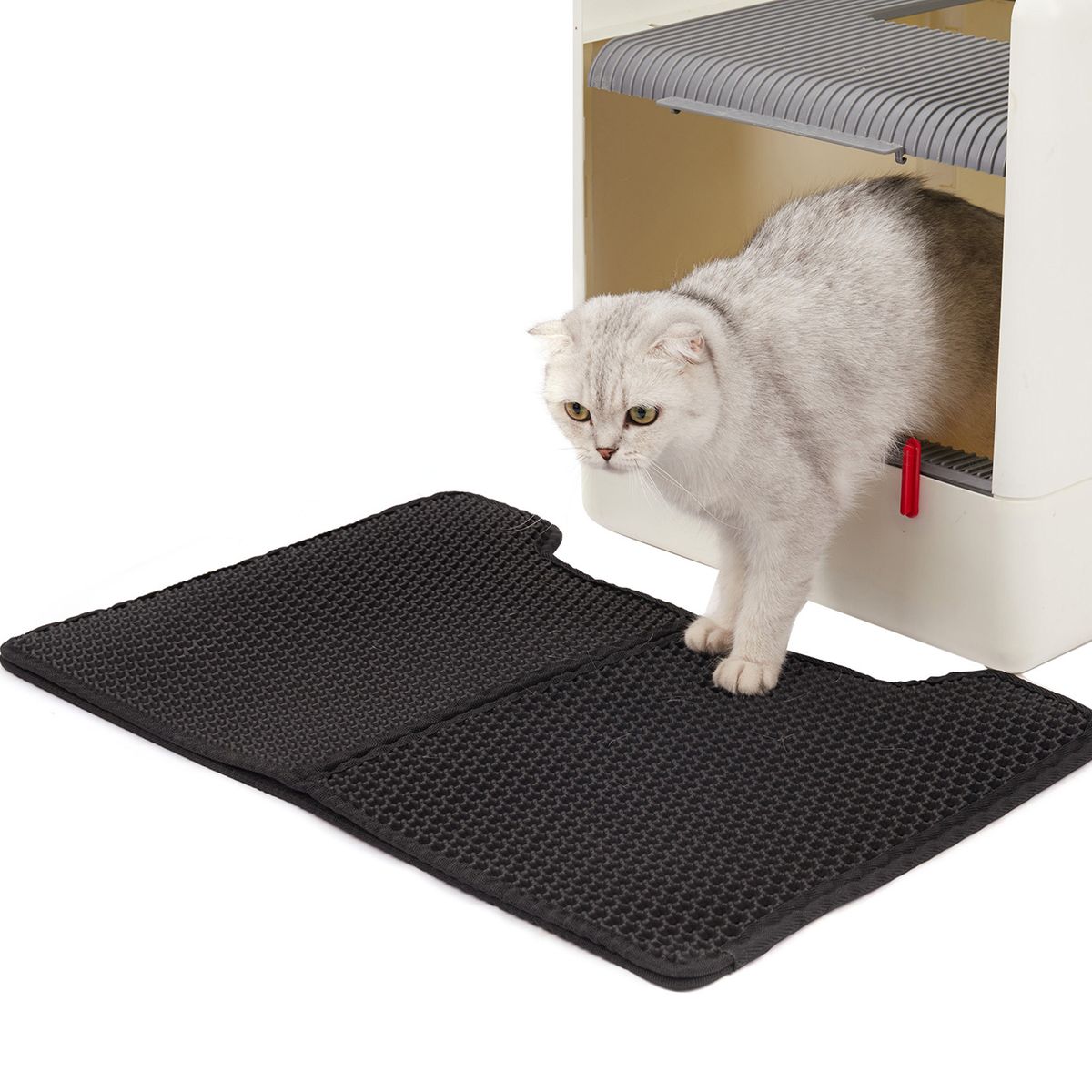 Cat Litter Mat Double Layer Foldable Mat Litter Box Rug