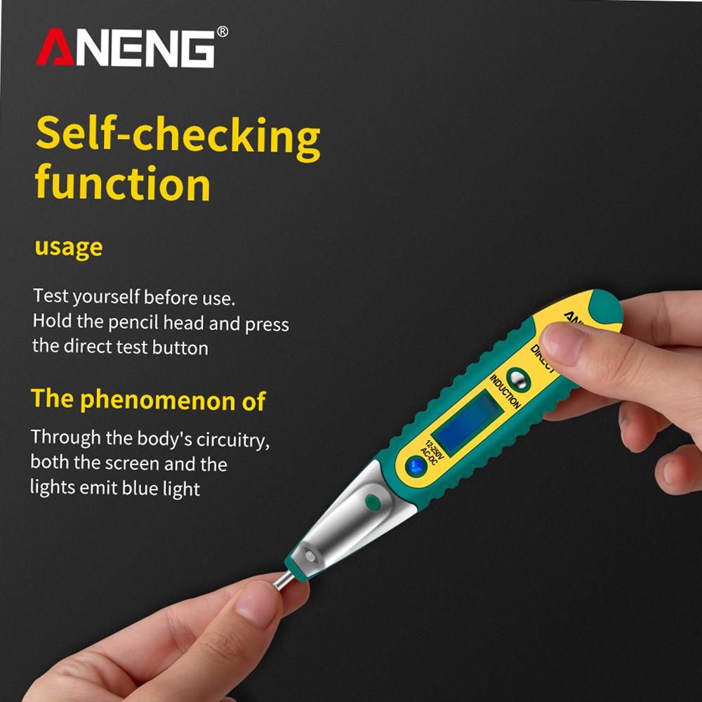 ANENG Testing Pen VD700 AC/DC 12-250V LCD Digital Display Voltage Test Pen Voltage Tester Electric Screwdriver Pen Multifunctional Voltage Detector Pen with LED Auxiliary Lighting