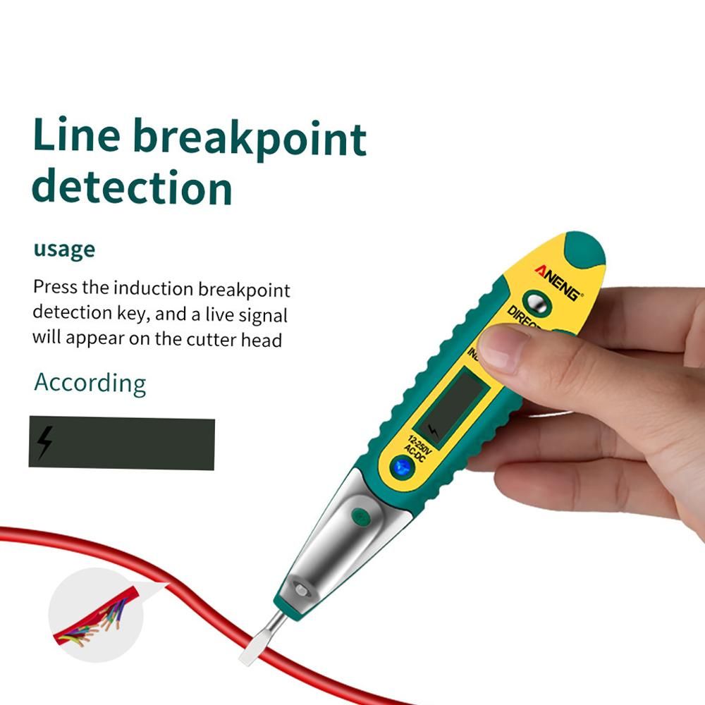 ANENG Testing Pen VD700 AC/DC 12-250V LCD Digital Display Voltage Test Pen Voltage Tester Electric Screwdriver Pen Multifunctional Voltage Detector Pen with LED Auxiliary Lighting