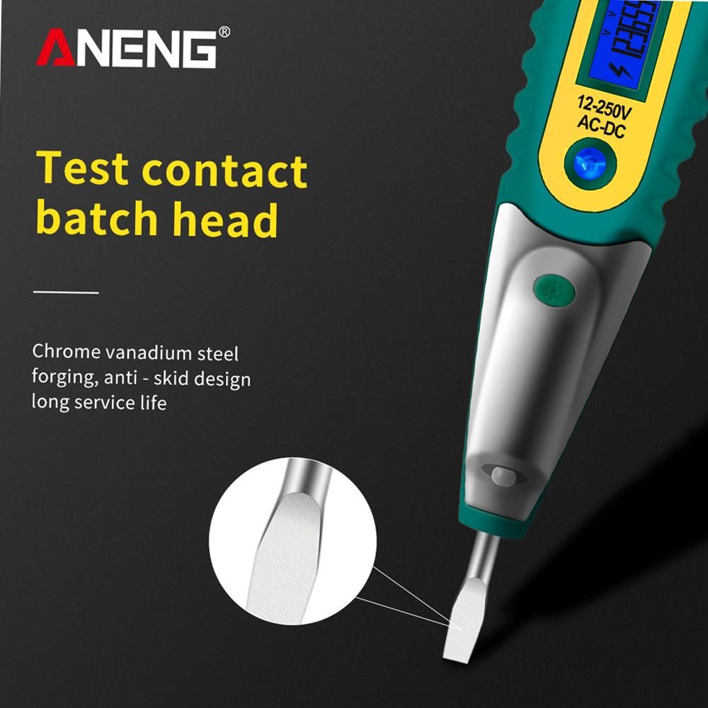 ANENG Testing Pen VD700 AC/DC 12-250V LCD Digital Display Voltage Test Pen Voltage Tester Electric Screwdriver Pen Multifunctional Voltage Detector Pen with LED Auxiliary Lighting