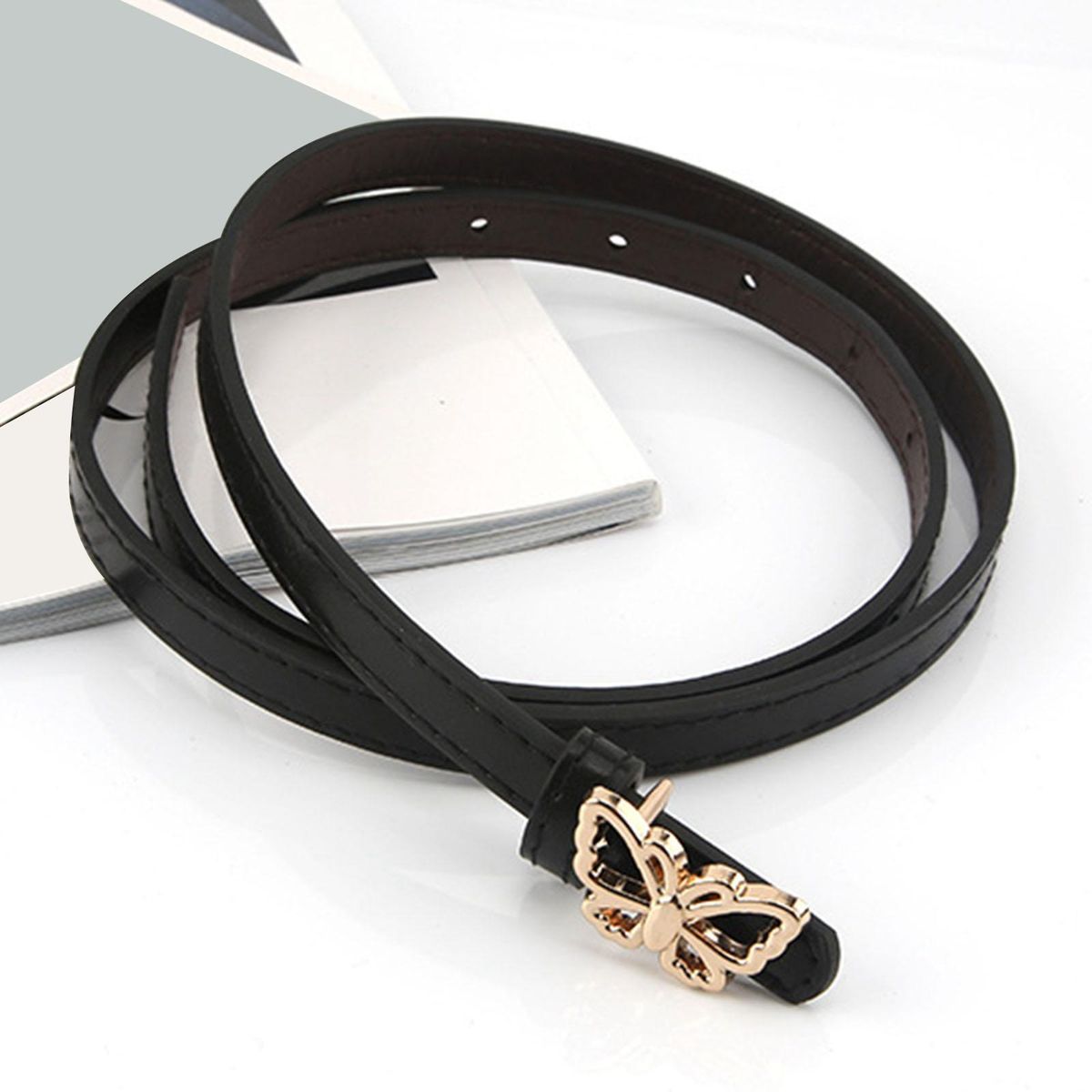 Ladies Waist Belt Waistband Butterfly Button Girl For Jeans Pants Coat