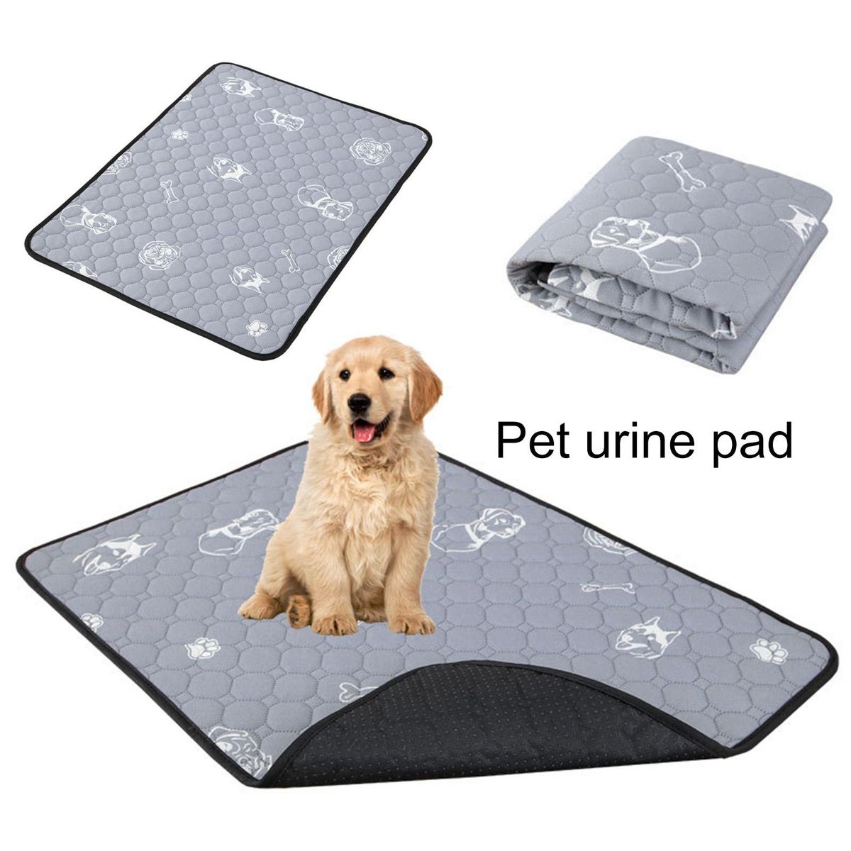 Dog Urine Bed Mat Waterproof Pee Training Pet Pee Pad Rug Grey