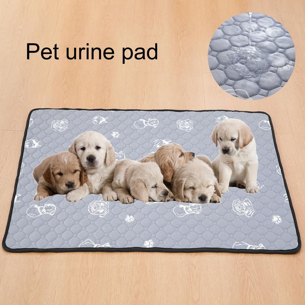 Dog Urine Bed Mat Waterproof Pee Training Pet Pee Pad Rug Grey