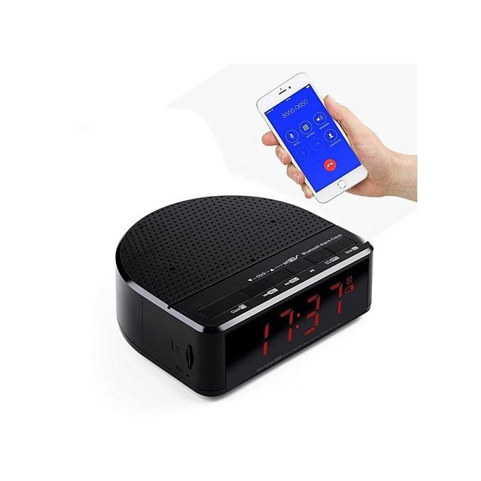 Digital Alarm Clock Radio With Bluetooth Speaker,Red Digit Display With 2 Dimmer,FM Radio, USB Port Bedside Led Alarm Clock. HT-S