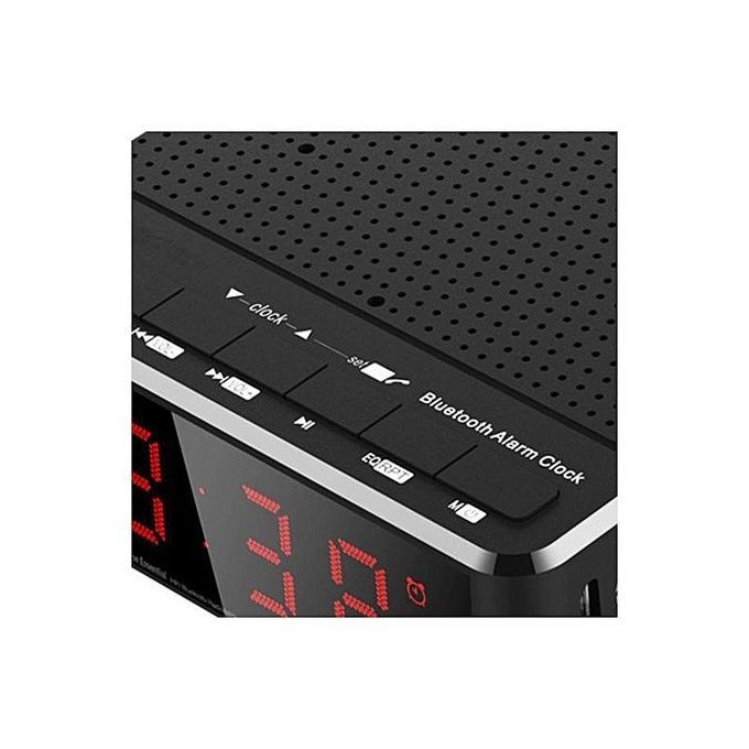 Digital Alarm Clock Radio With Bluetooth Speaker,Red Digit Display With 2 Dimmer,FM Radio, USB Port Bedside Led Alarm Clock. HT-S