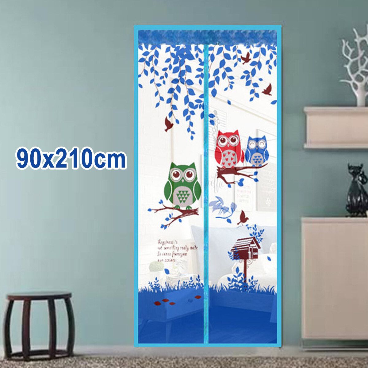 Magnetic Door Net Mosquito Screen Mesh Hands-Free Anti Bugs Insect Curtain Summe 90*210cm Blue
