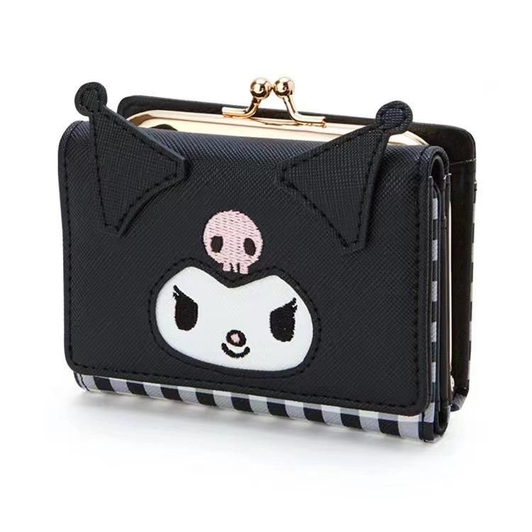 Melody Cinnamon Dog Kuromi Wallet PU Leather Zipper Buckle Card Bag Wallet Short Cute Cartoon Japanese Cinnamon dog face