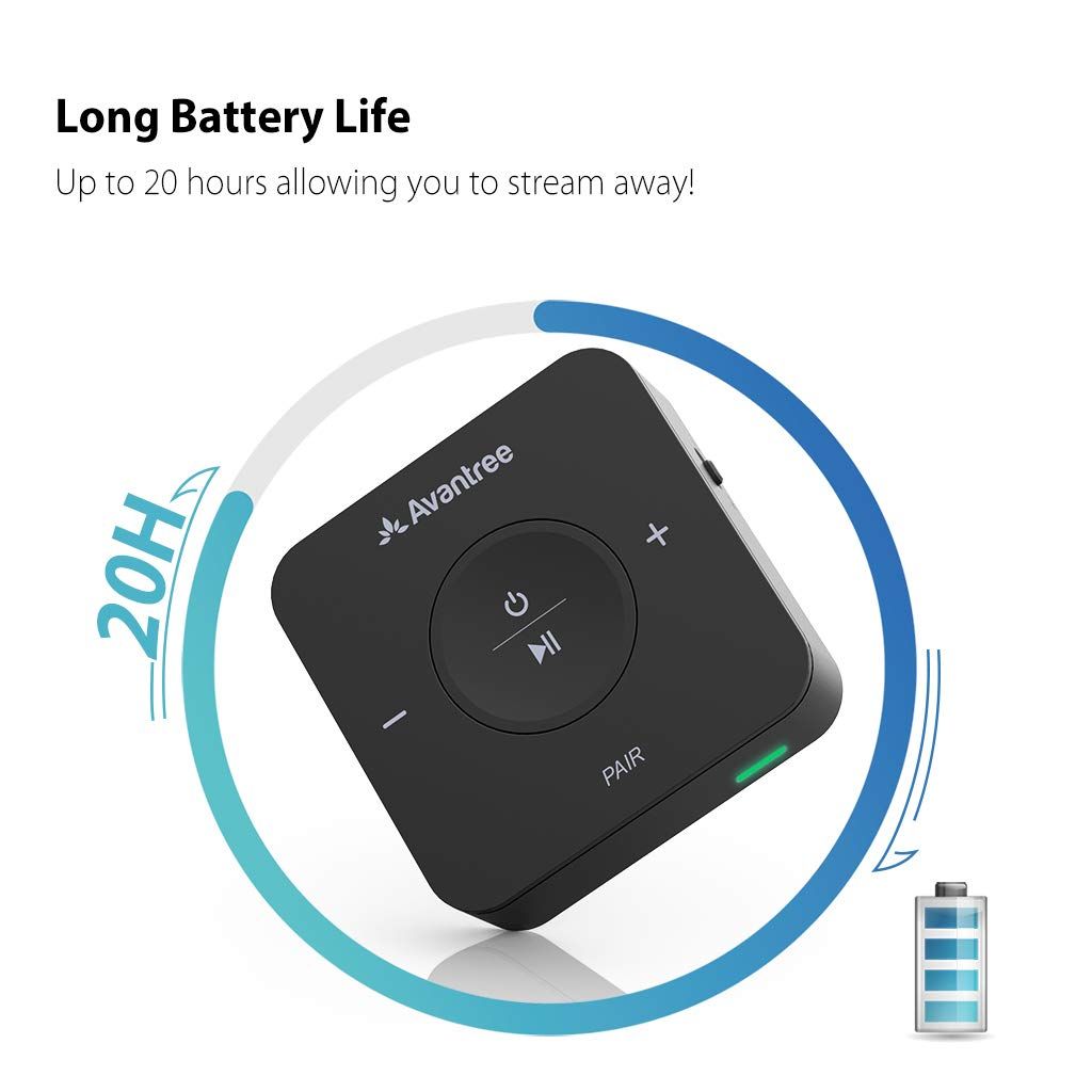 Avantree TC417 Bluetooth Transmitter Receiver For TV, Optical Digital Toslink, Volume Control 3.5mm AUX,A, 20H Play Time
