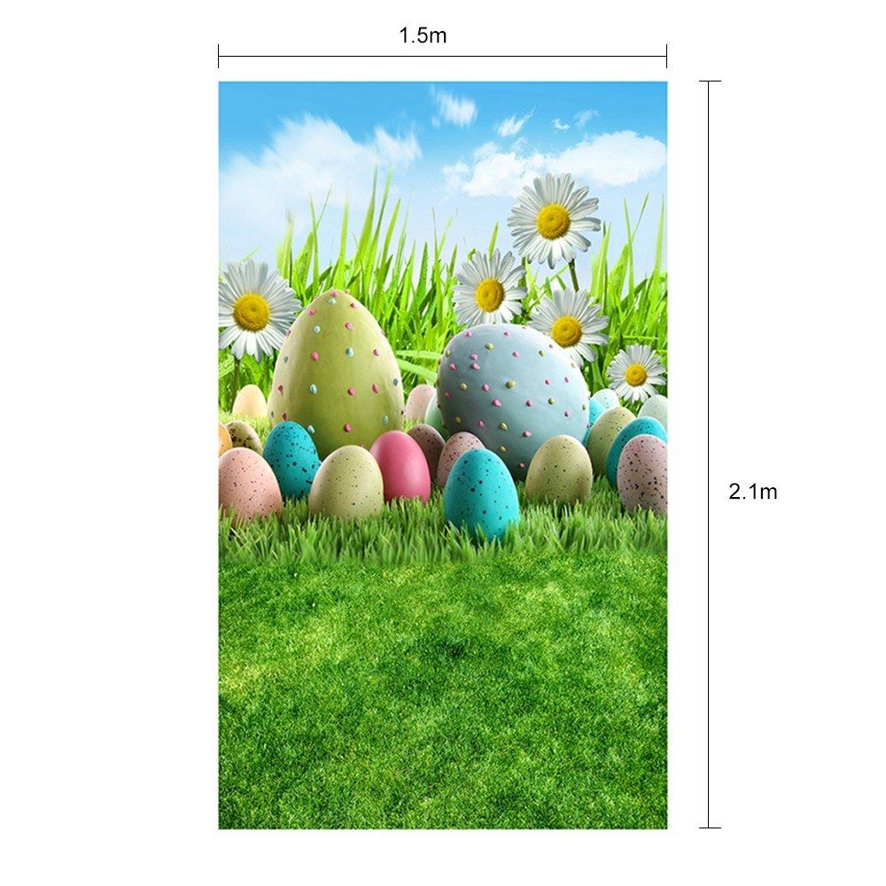 Easter Theme Photography Background Eggs Rabbit Flowers