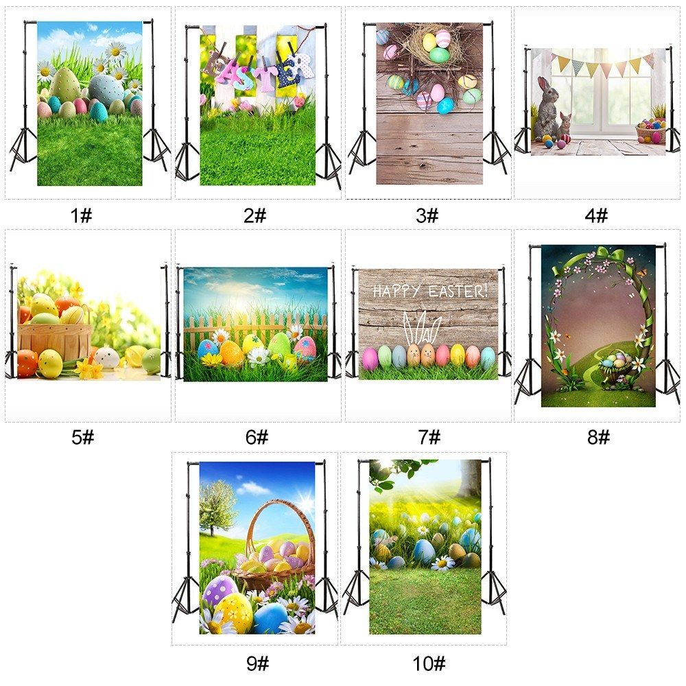 Easter Theme Photography Background Eggs Rabbit Flowers