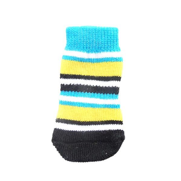 Pet Dog Puppy Cat Anti-slip Knit Cotton Weave Sock 4 Pcs L
