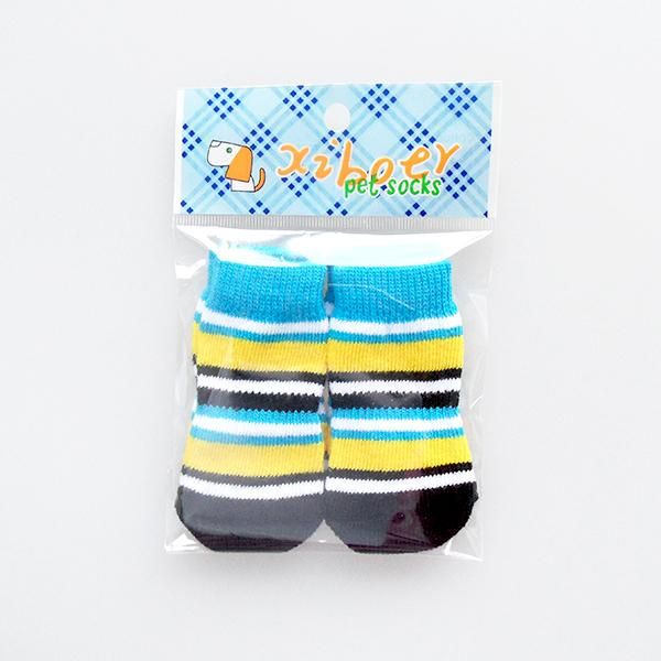 Pet Dog Puppy Cat Anti-slip Knit Cotton Weave Sock 4 Pcs L