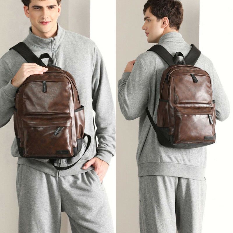 Men's Classic Backpack Leather Business Travel Shoulder Bag