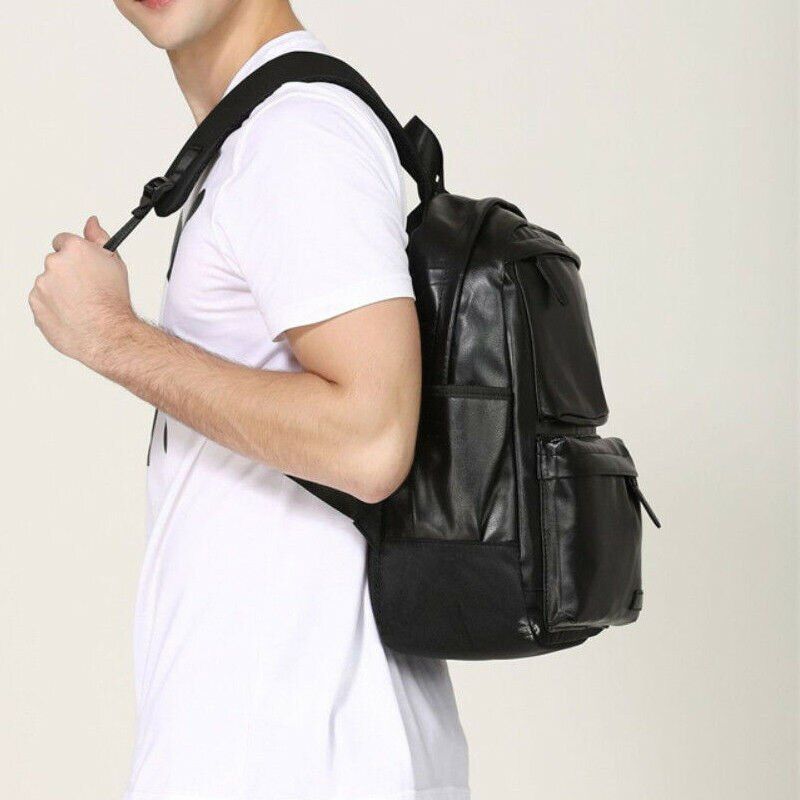 Men's Classic Backpack Leather Business Travel Shoulder Bag