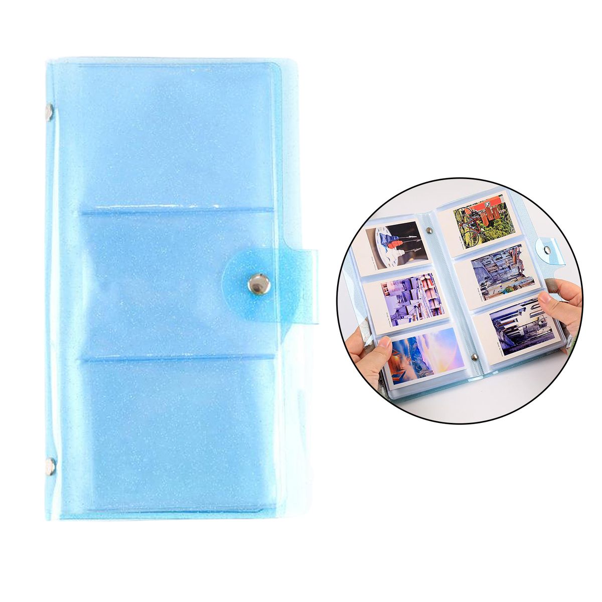 Pockets Photo Album 72 Photos Name Card Valentine's Day Jelly Blue