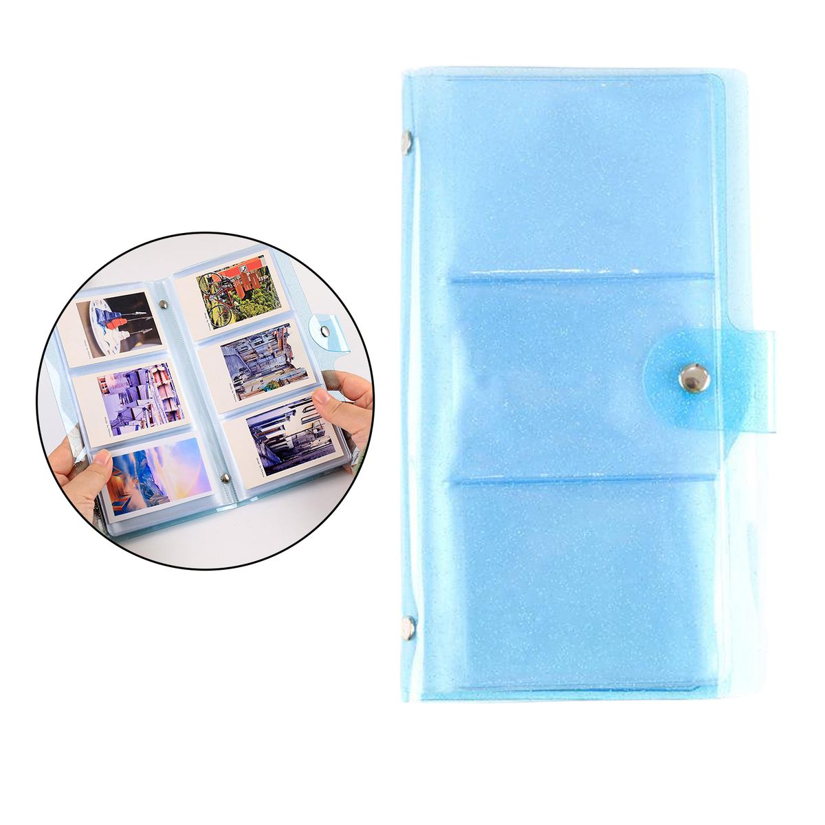 Pockets Photo Album 72 Photos Name Card Valentine's Day Jelly Blue