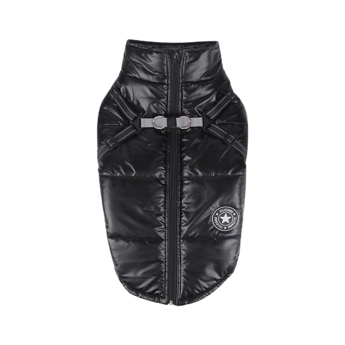 Dog Cotton Coat Pet Reflective Webbing Clothing Black