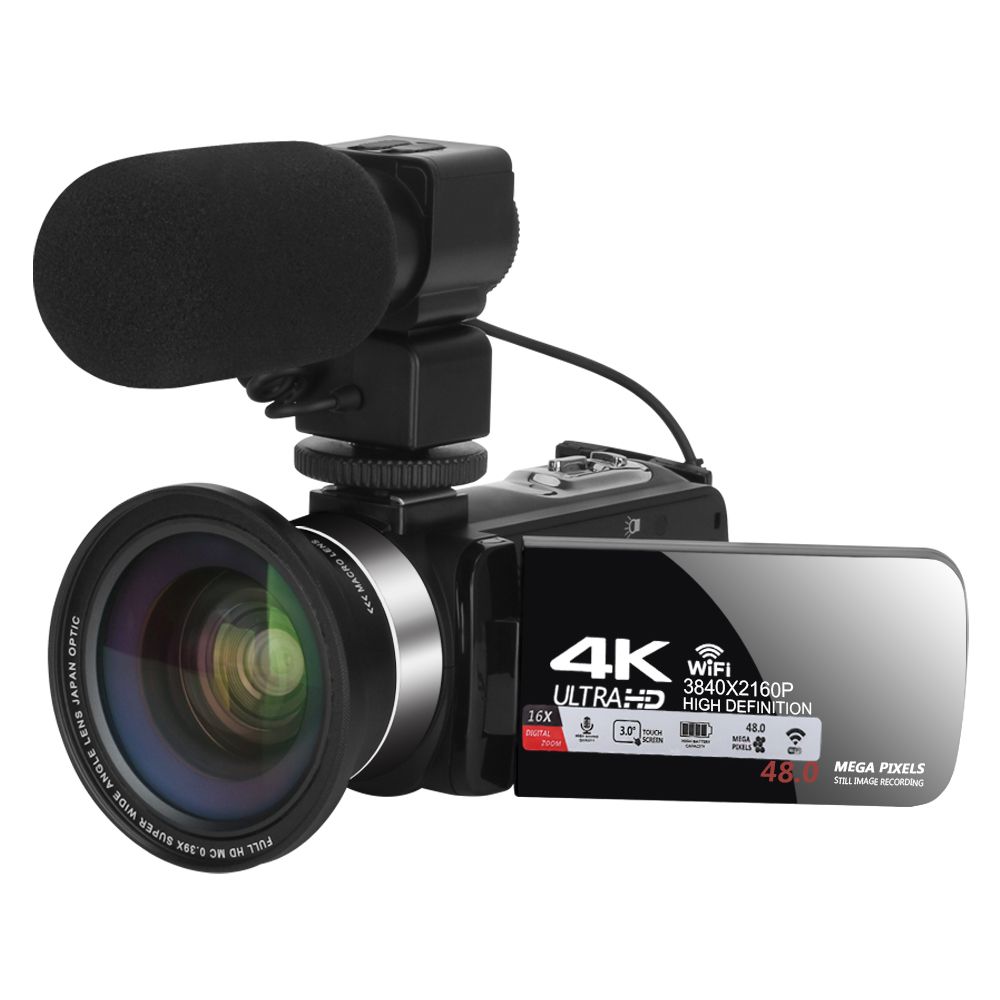4K Ultra HD Video Camera Vloing Video Camera For YouTube 3.0Inch 48MP 16X Digital Zoom With Wifi Function Camcorder Z11-Mic-Lens
