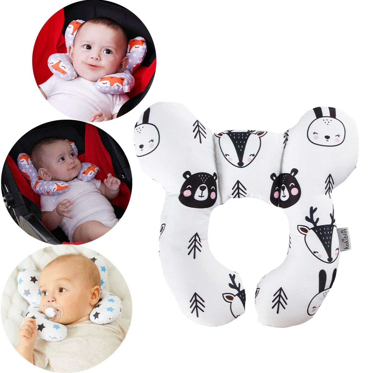 Baby Car Seat Pillow U Shaped Head Neck Support Comfortable Soft Bear