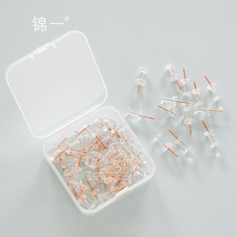 Tutu 50pcs/box Transparent Rose Gold Push Pins Thu