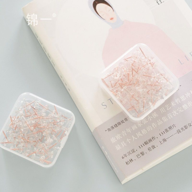 Tutu 50pcs/box Transparent Rose Gold Push Pins Thu
