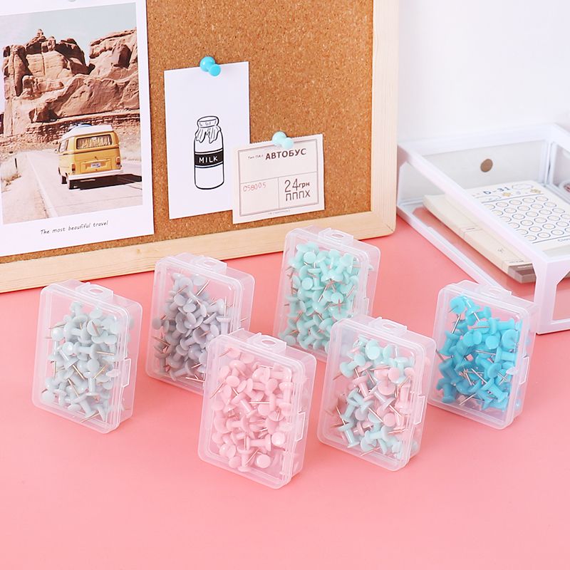 Tutu 50pcs/box Transparent Rose Gold Push Pins Thu