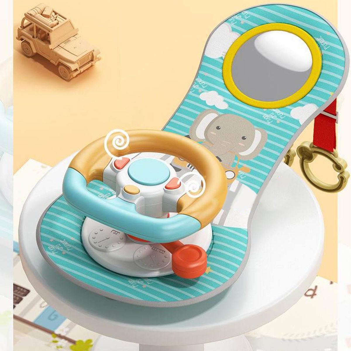 Baby Car Steering Wheel Toy Interactive Games 1.5V For Back Seat