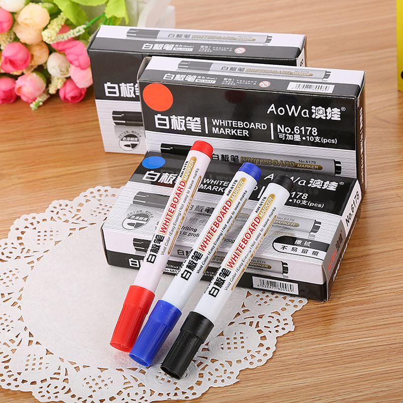 10pcs/box Colorful Whiteboard Pen Black White Boar