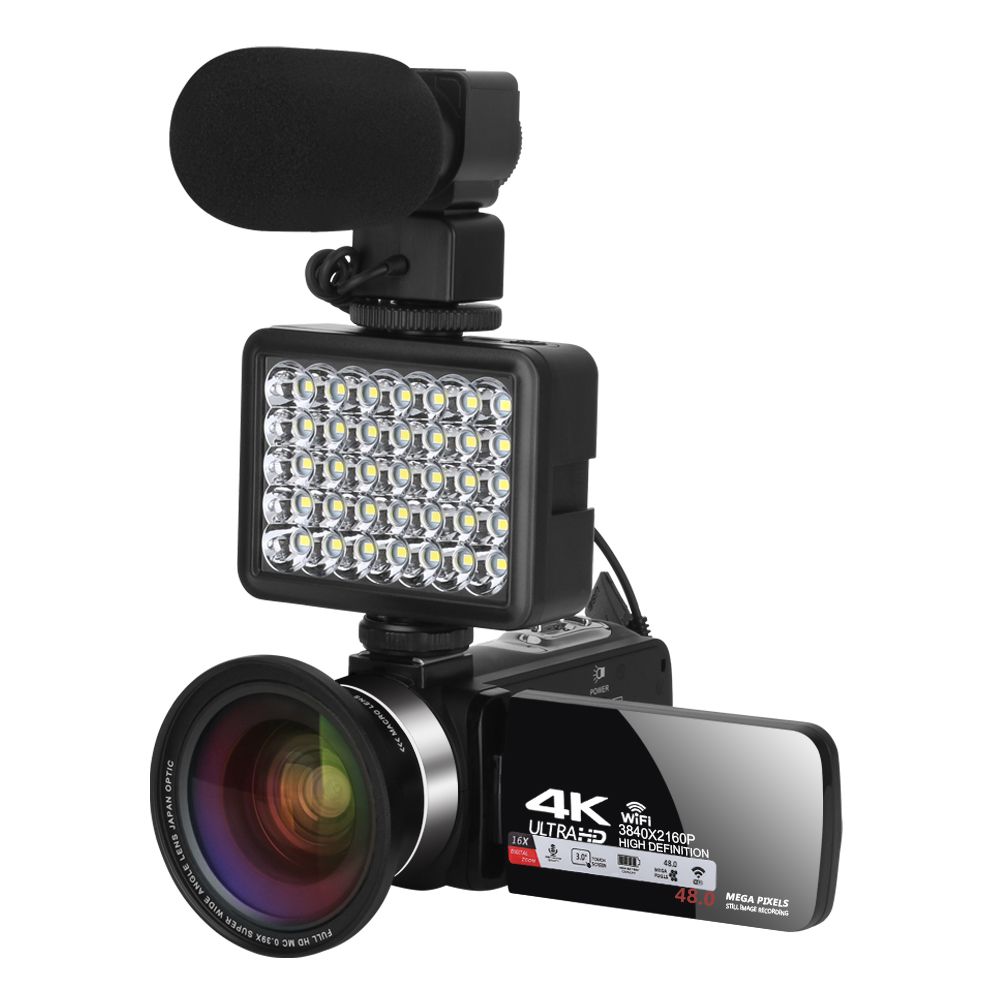 4K Ultra HD Camcorder Webcam For Vloing Video Camera Wifi Recorder Built-in Light 48MP 3.0Inch 16X Digital Cameras Z11-4K