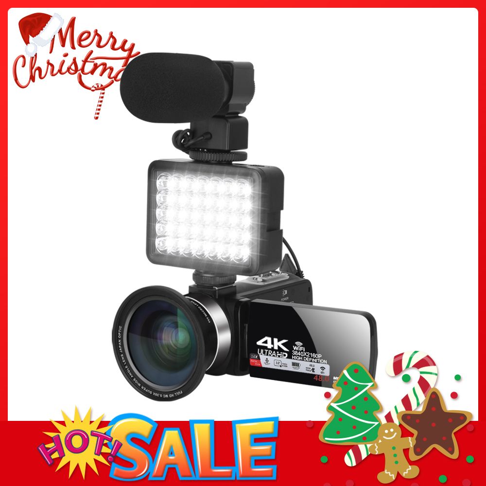 4K Ultra HD Camcorder Webcam For Vloing Video Camera Wifi Recorder Built-in Light 48MP 3.0Inch 16X Digital Cameras Z11-4K