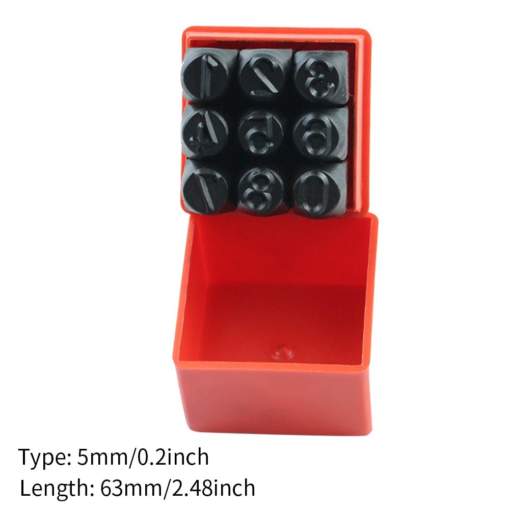 9pcs DIY Press Portable Leather Carving Tool Durable Steel Die Metal Stamping Kit Number Punch Marking Jewelry Wood