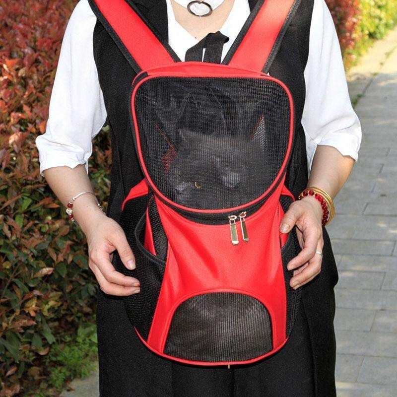 Oxford Folding Fabric Pet Backpack Suitable For Pets Less Than 7kg Free Pill   1 Garbage Bag {red}