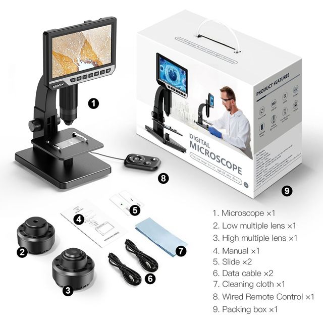 Elikliv EDM11S Electronic Digital Microscope 2000X Biological Microscope 7 Inch IPS LED For Lab Cellular Soldering Phone
