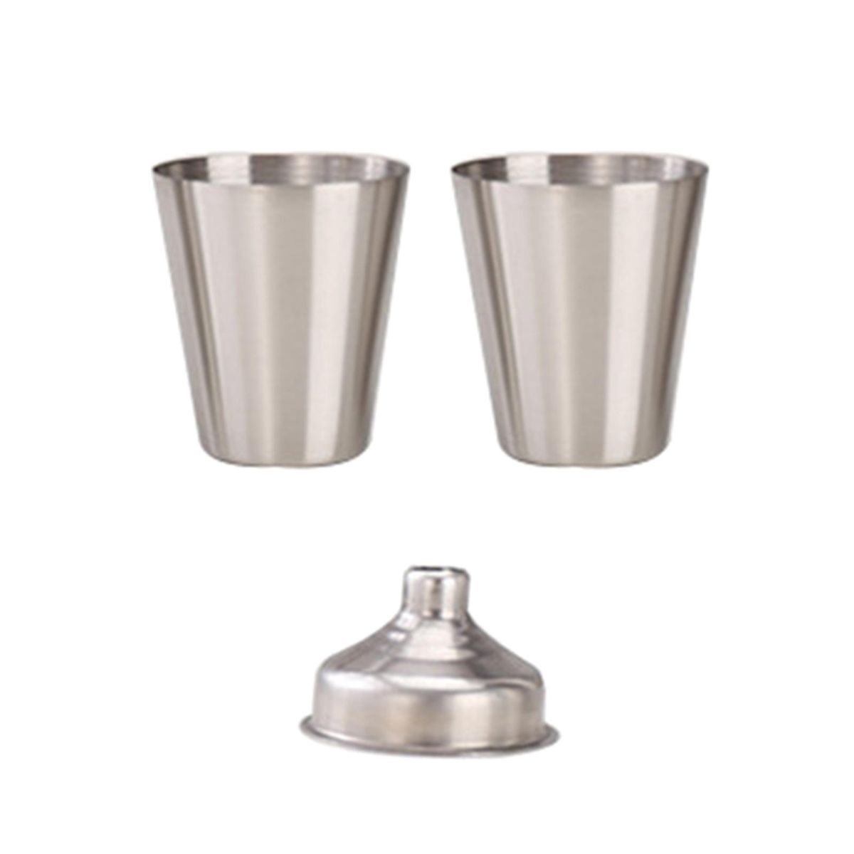 Portable Hip Flask Set Alcohol Funnel Cups Pocket Wine Silver 13.5x9cm