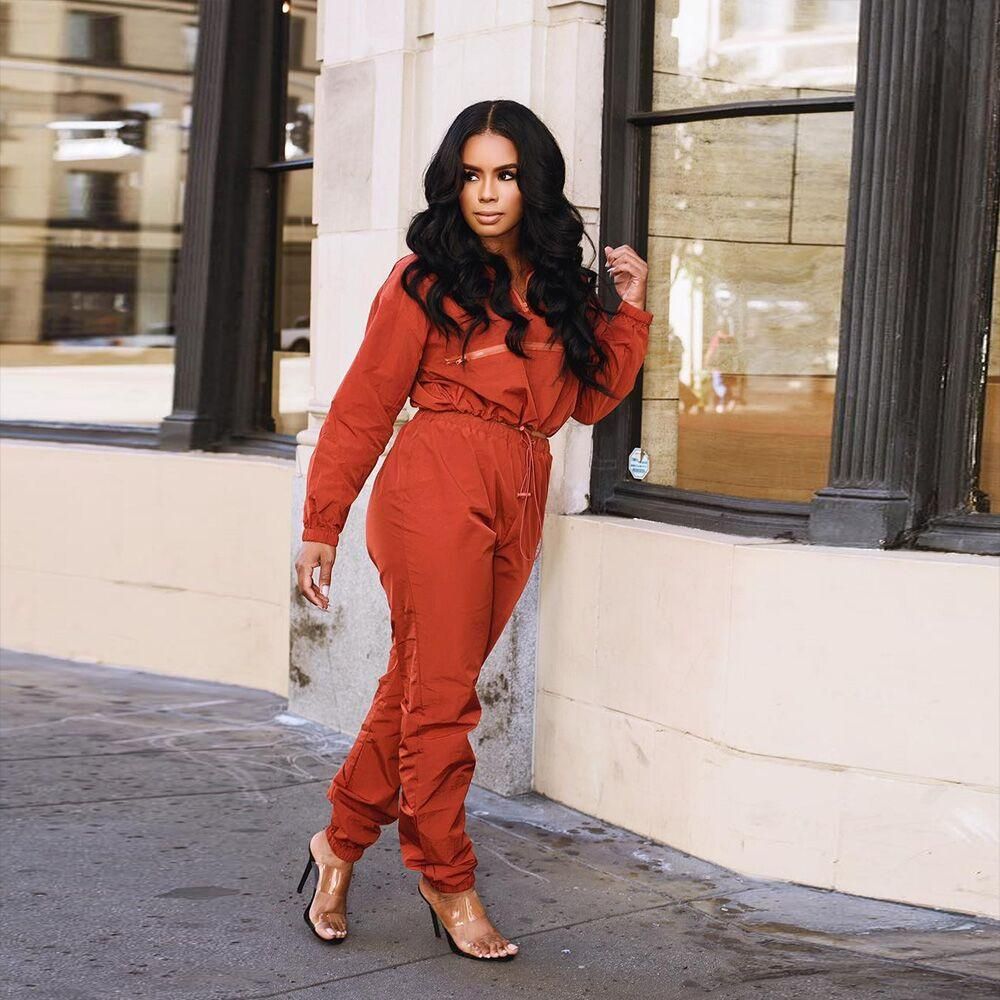 Y5054 Women's Clothing Hot Sale New Fashion Casual Solid Color Long Sleeve Two-Piece Set
