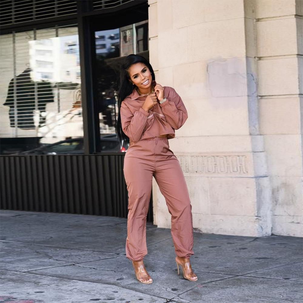 Y5054 Women's Clothing Hot Sale New Fashion Casual Solid Color Long Sleeve Two-Piece Set