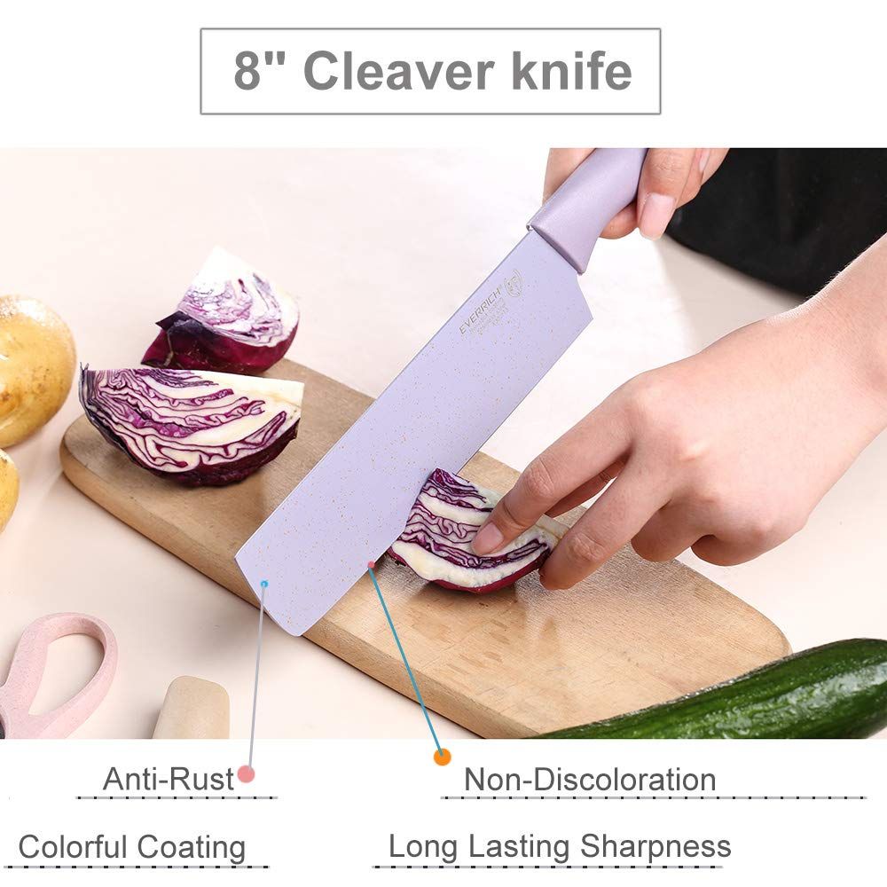 Professional Colorful Kitchen Knives Set Of 6 Pieces, Non-Stick Blades With High Carbon Stainless Steel, Sharp Kitchen Cutting Knives Set, Chef Kitchen Knives