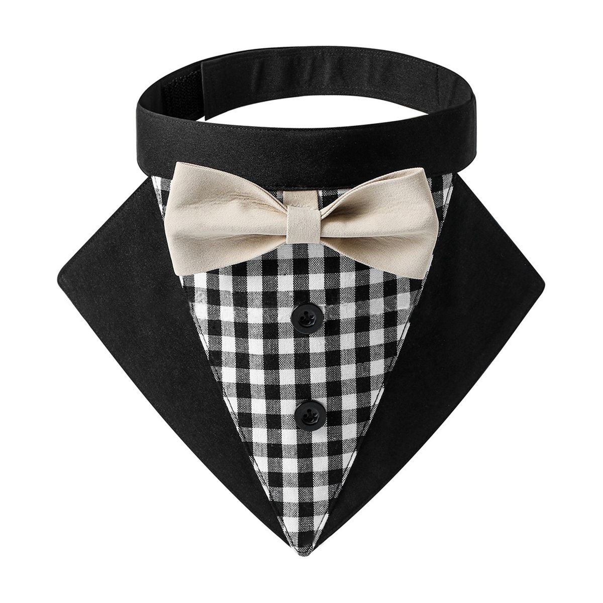 Pet Collar Formal Dog Plaid Suit Bandana Wedding Attire Khaki