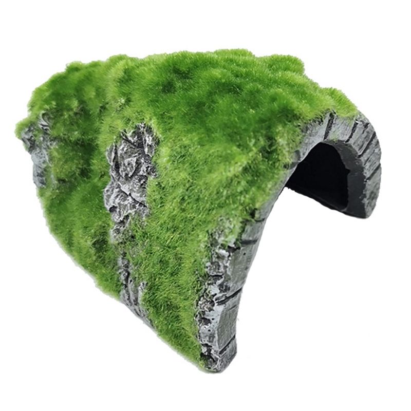 ZR7662 Flocked Caple Box Turtle Hiding Nest Moss Cave