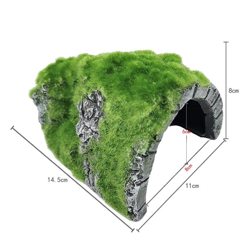 ZR7662 Flocked Caple Box Turtle Hiding Nest Moss Cave