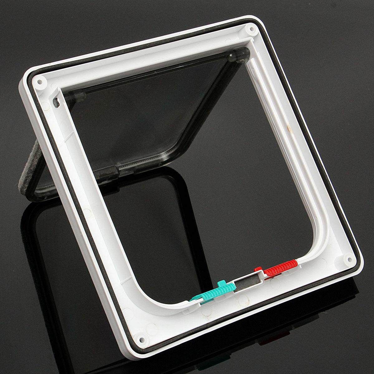 4 Way White Frame Locking Lockable Puppy Small Cat Dog Safe Flap Pet Door # S S