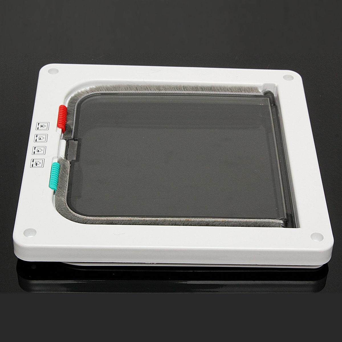 4 Way White Frame Locking Lockable Puppy Small Cat Dog Safe Flap Pet Door # S S