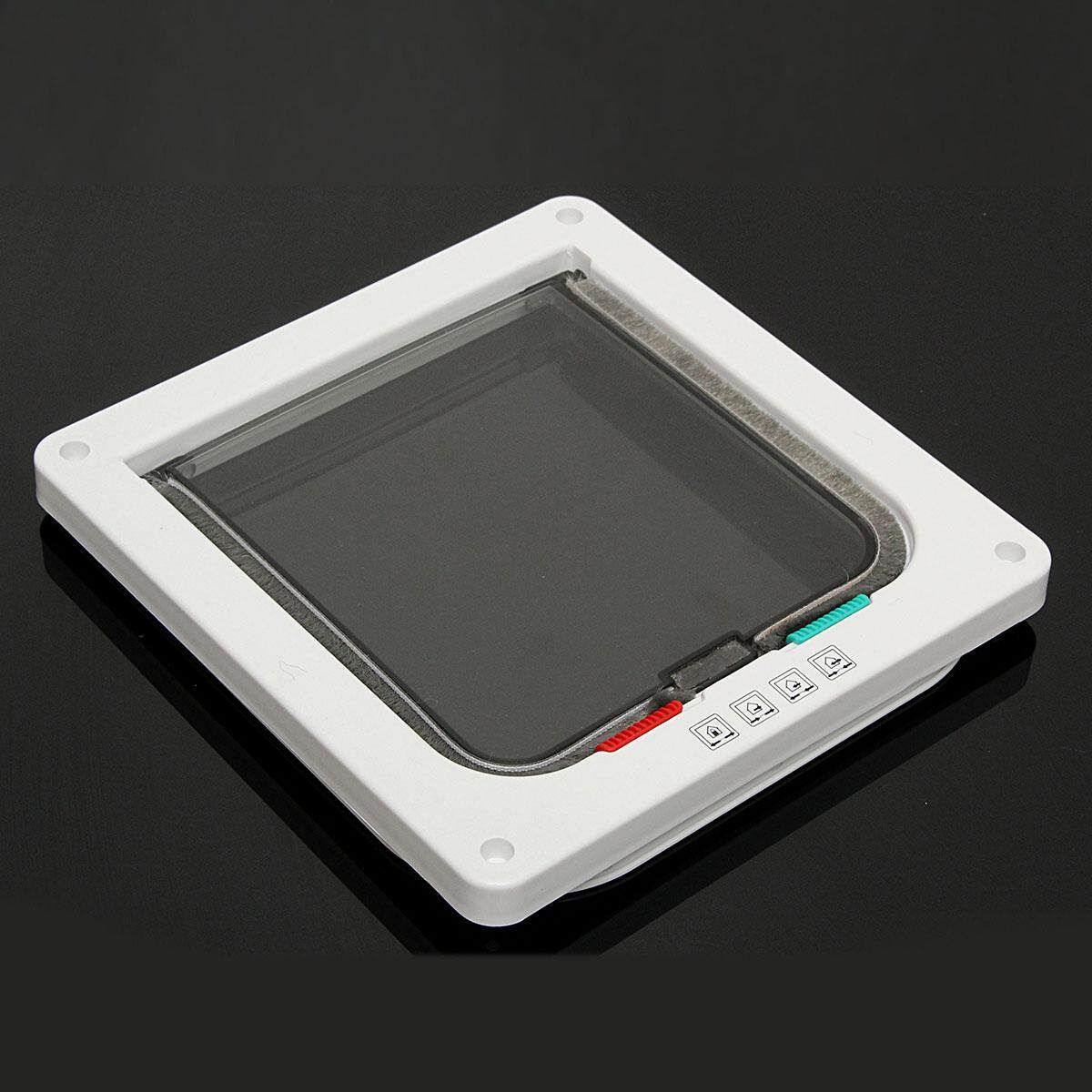 4 Way White Frame Locking Lockable Puppy Small Cat Dog Safe Flap Pet Door # S S