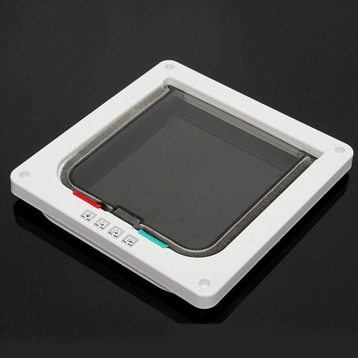 4 Way White Frame Locking Lockable Puppy Small Cat Dog Safe Flap Pet Door # S S