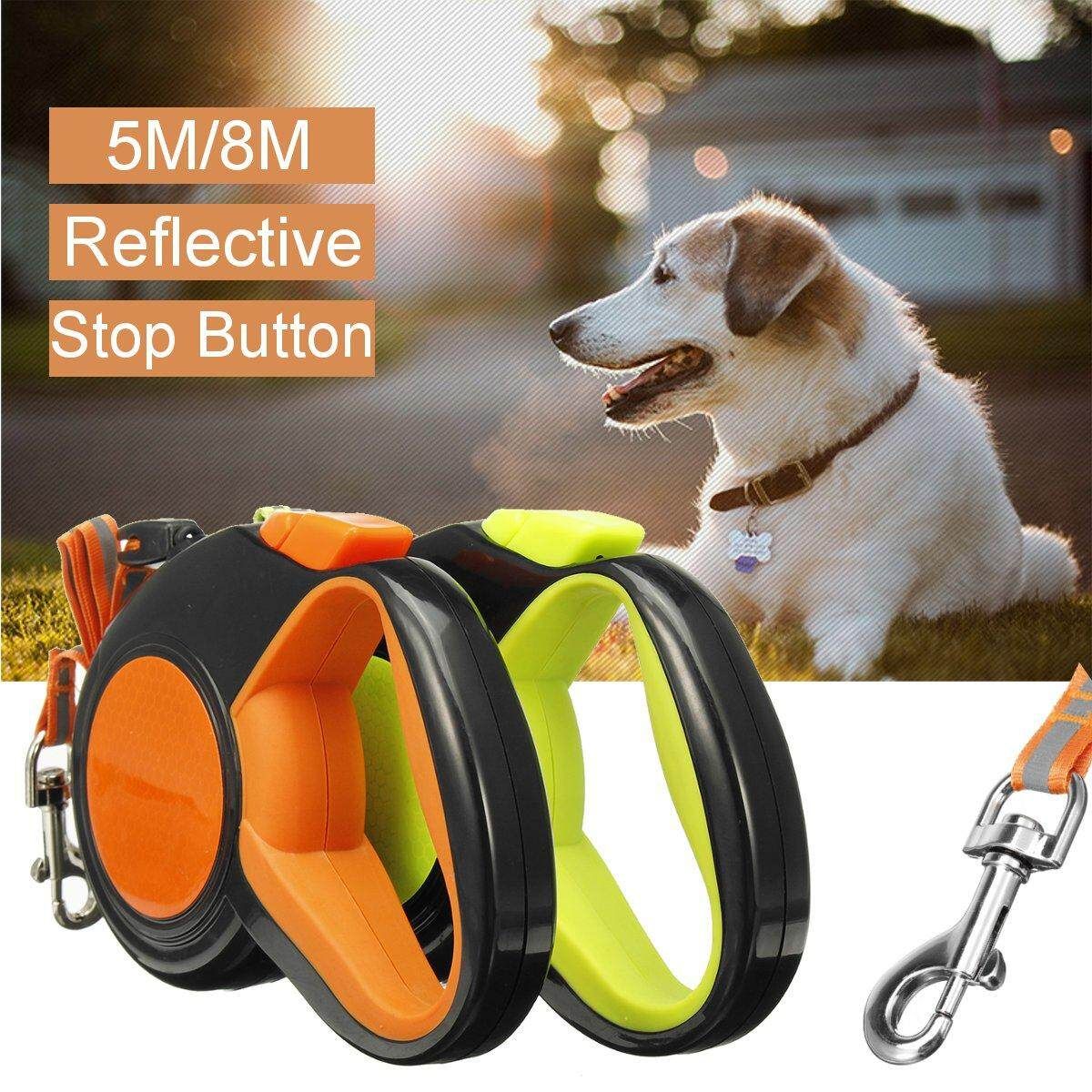 5M Adjustable Extendable Retractable Pet Dog Leash Rope Puppy Chain 50-80kg # Orange [Orange]