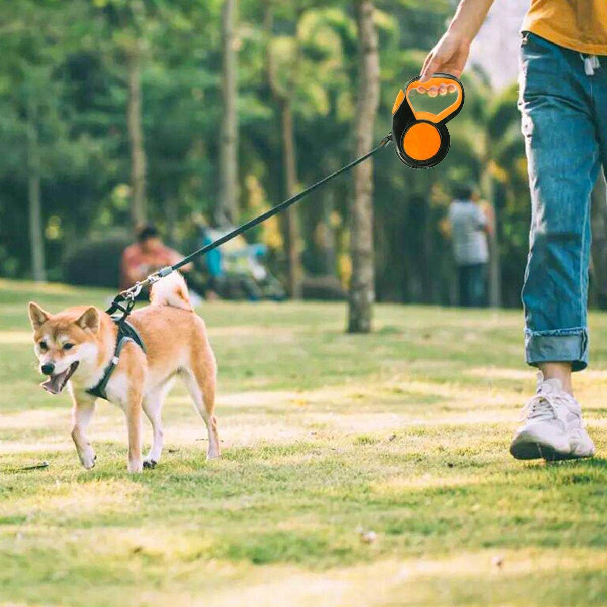5M Adjustable Extendable Retractable Pet Dog Leash Rope Puppy Chain 50-80kg # Orange [Orange]