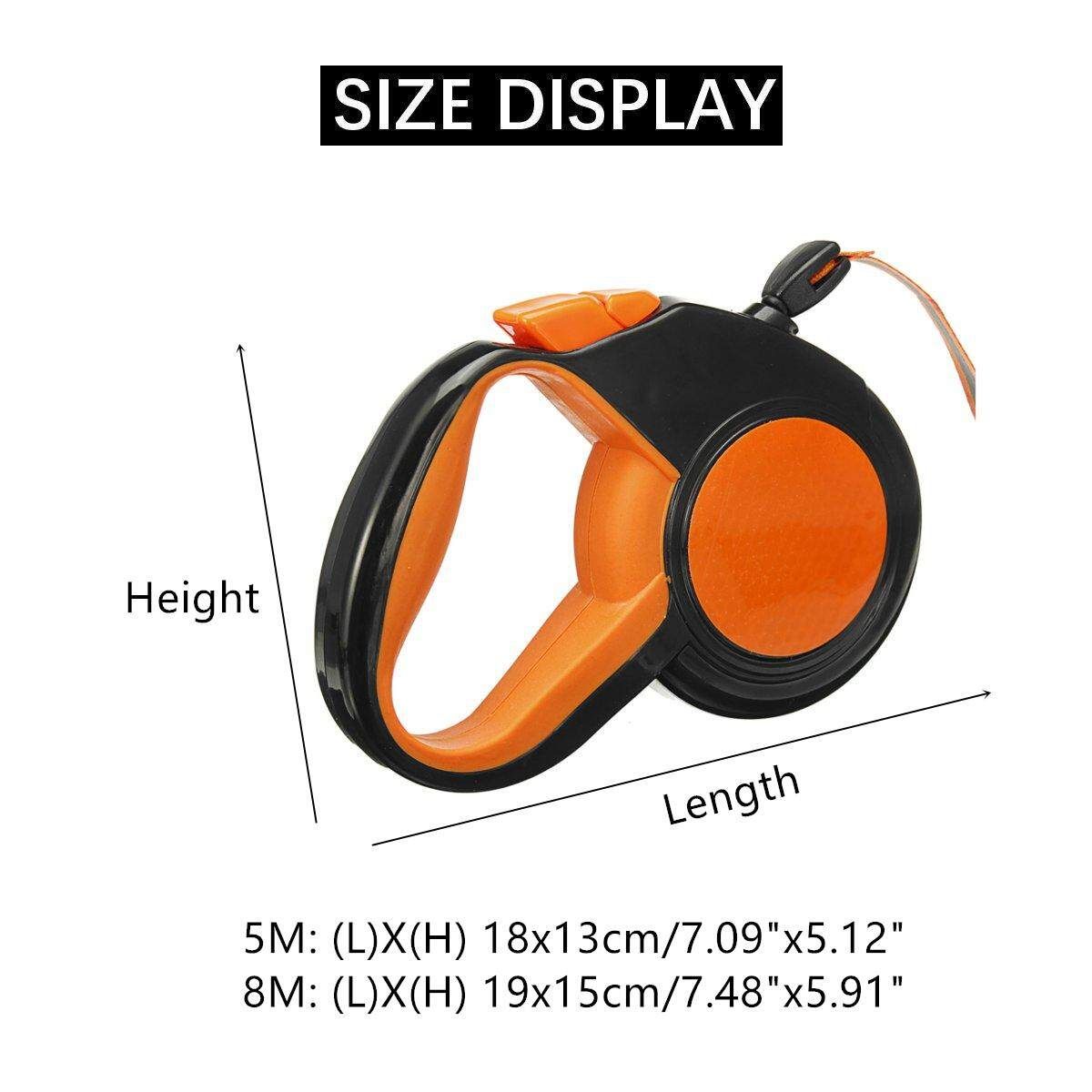 5M Adjustable Extendable Retractable Pet Dog Leash Rope Puppy Chain 50-80kg # Orange [Orange]