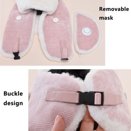 Winter Women Warm Thick Breathable Er Hat Cute Cat Ears Mask Bonnet Girl Outdoor Russia Corduroy Face Neck Earflap Snow Caps-Grey